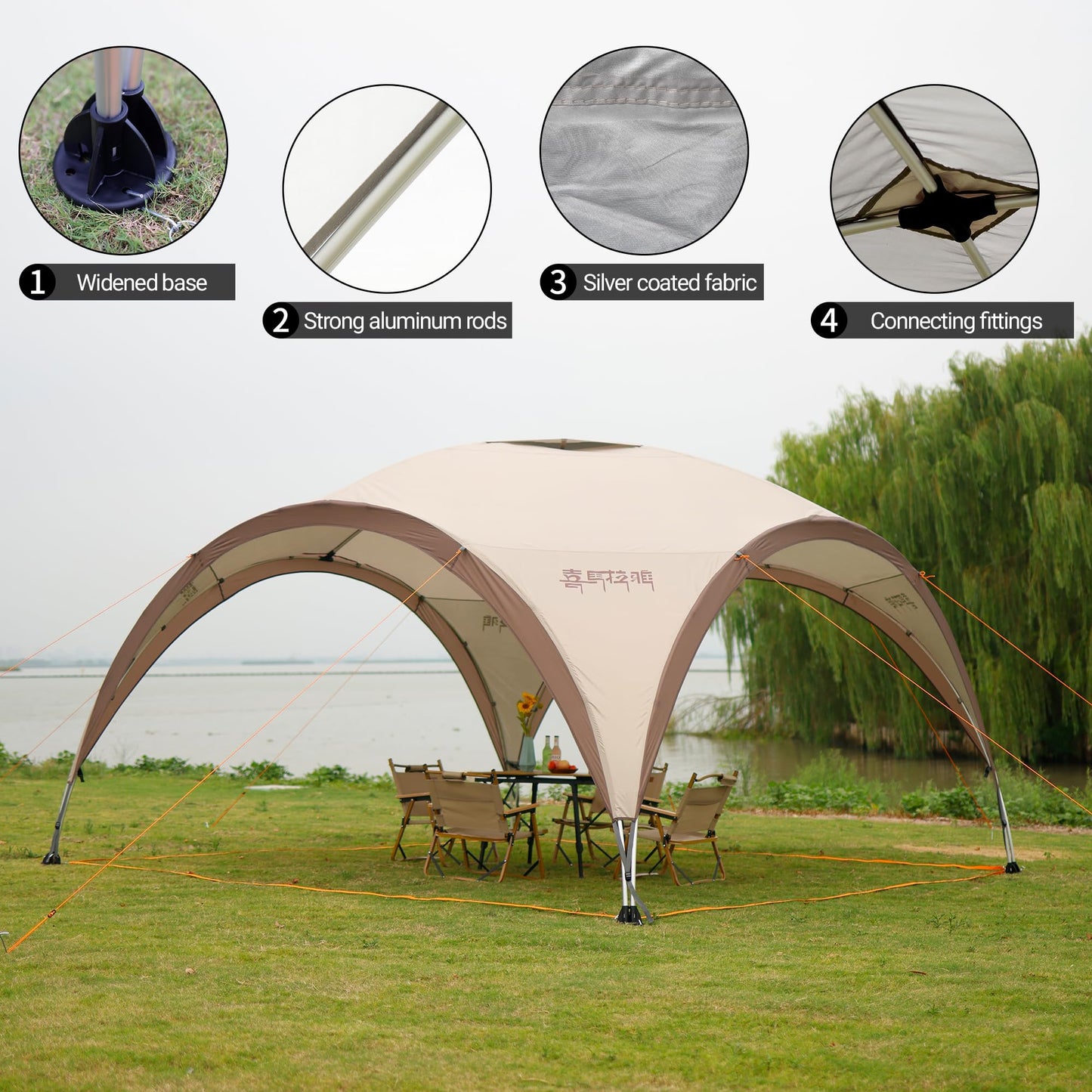 Family Tents with Spacious Interior 8-10 Person Camping Tent Waterproof Windproof Camping Tent Portable for Outdoor Camping Beach (Tent, Coffee)