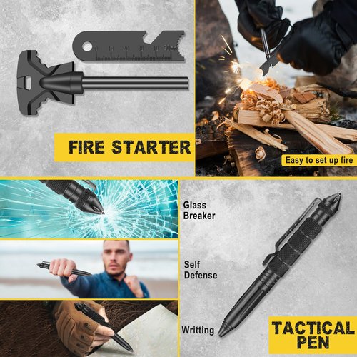 Gifts For Men Him Dad Husband, 28-In-1-Survival Kits, Men'S Gifts Survival Gear, Stocking Stuffers For Men Christmas Birthday Gifts, Unique Cool Gadgets Gifts For Camping, Hiking, Hunting (15-IN-1)