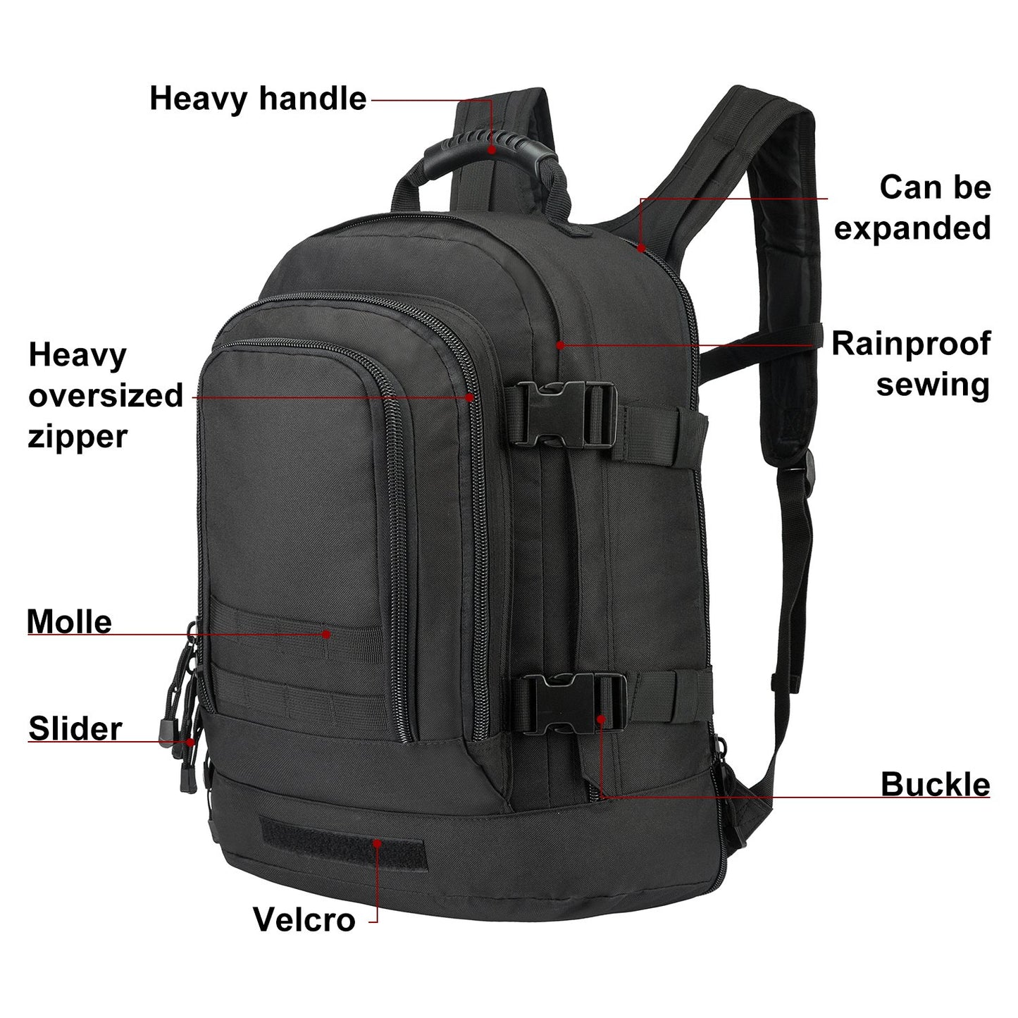 Large 3 Day Expandable 39L-64L Backpack Military Tactical Hiking Camping Daypack