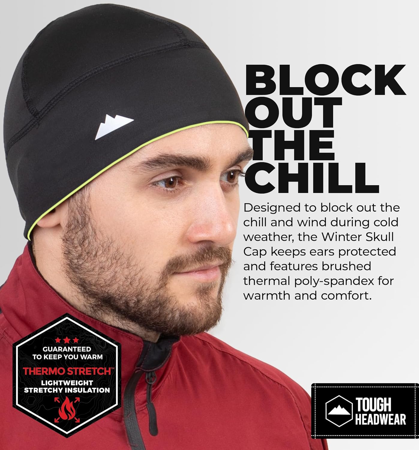 Tough Headwear Skull Cap for Men - Beanie Hats - Skully Beanie Cap - Cooling Skull Caps for Men Locs Sweat Dreads Running