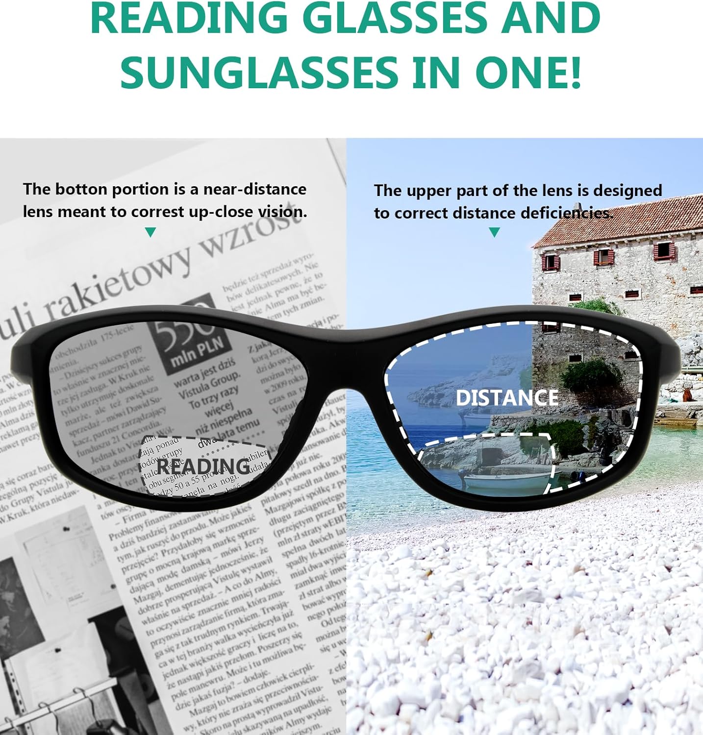 Eyekepper TR90 Unbreakable Sports Bifocal Sunglasses Baseball Running Fishing Driving Golf Softball Hiking