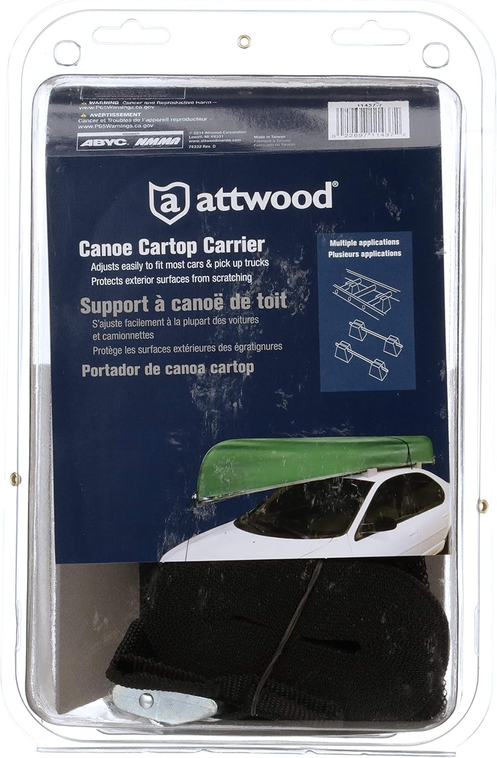 Attwood 11438-7 Universal Rack-Free Car-Top Kayak Carrier Kit with Supporting Foam Blocks