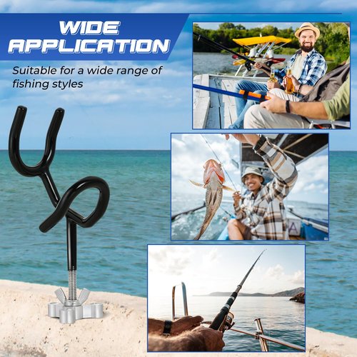 NATGAI 8 Pack 20 Degree Angle Sure Grip Steel Fishing Rod Holders, 4" Fishing Pole Holders for Boat, Ship, Yacht, PVC Dipped & Mounting Base Included, Ideal for Fishing Lovers & Professionals (8 PCS)