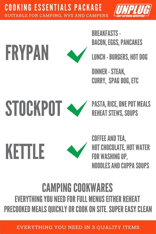 UNPLUG Camping Cooking Set | Cast Aluminum Camping Pots and Pans Set | Nonstick Triple Marble Coated Camping Cookware | Stainless Steel Retro Whistling Camping Kettle| Ideal Gas Stove Camping Mess Kit