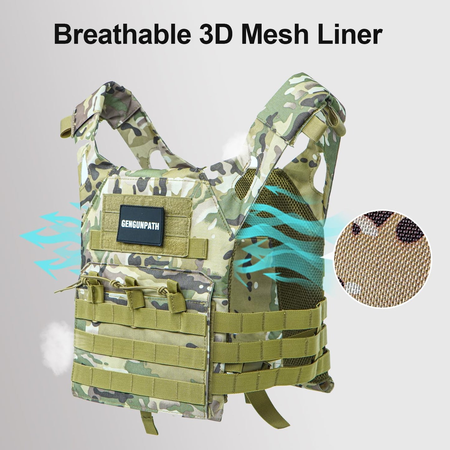 Gengunpath Tactical Vest for Outdoor Gear - Lightweight, Breathable, Adjustable, 600D Nylon Vest