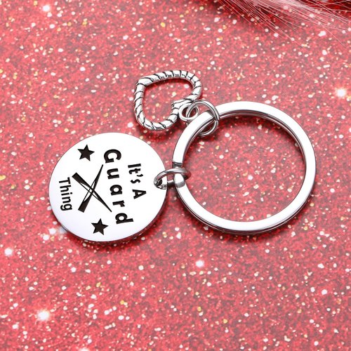 ZQEOU Color Guard Keychain - Marching Band Gifts Flag Girl Gifts - Colorguard Jewelry for Color Guard Lover, Mom Jewelry Bestie Keychain Daughter, Girlfriend Birthday Key Chain