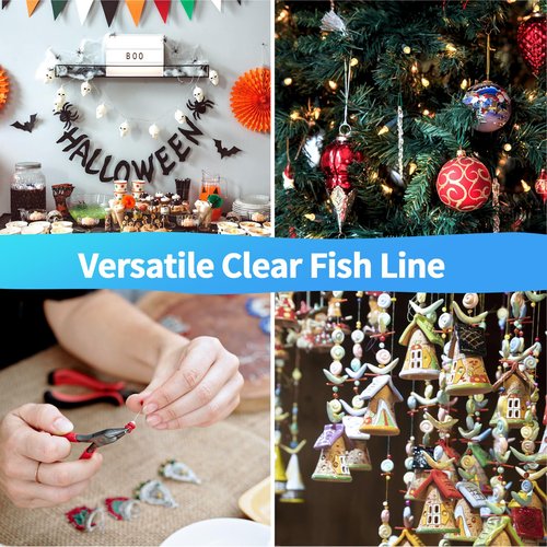 Clear Fishing Wire, 1640FT Fishing Line Clear Invisible Hanging Wire Strong Nylon String Supports 40 Pounds for Balloon Garland Hanging Decorations