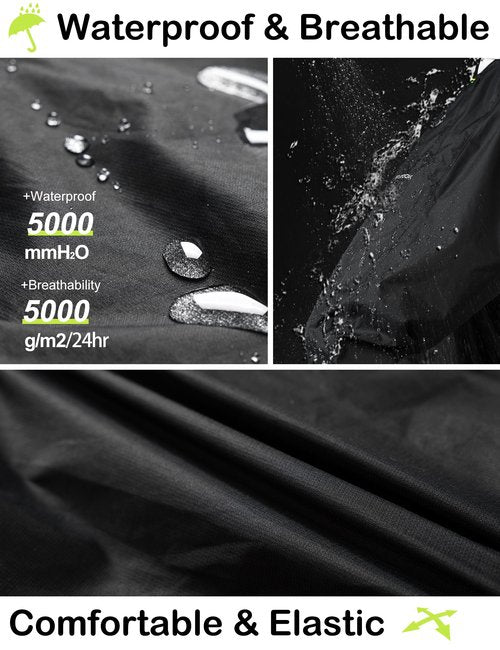 KUTOOK Waterproof Rain Pants Men Outdoor Pantalón Impermeable para Hombre Breathable Pants Work Motorcycle Hiking Fishing,Black Green L