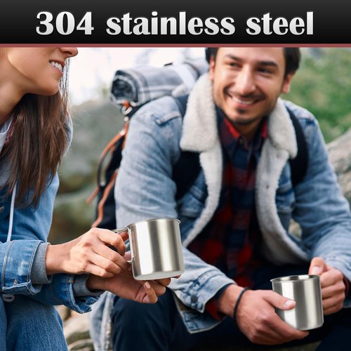 SXSHUOSI Stainless Steel Water Cup Camping Cup Coffee Cup Mug with Handle Foldable Water Cup with Lid Outdoor Mug (350ML)