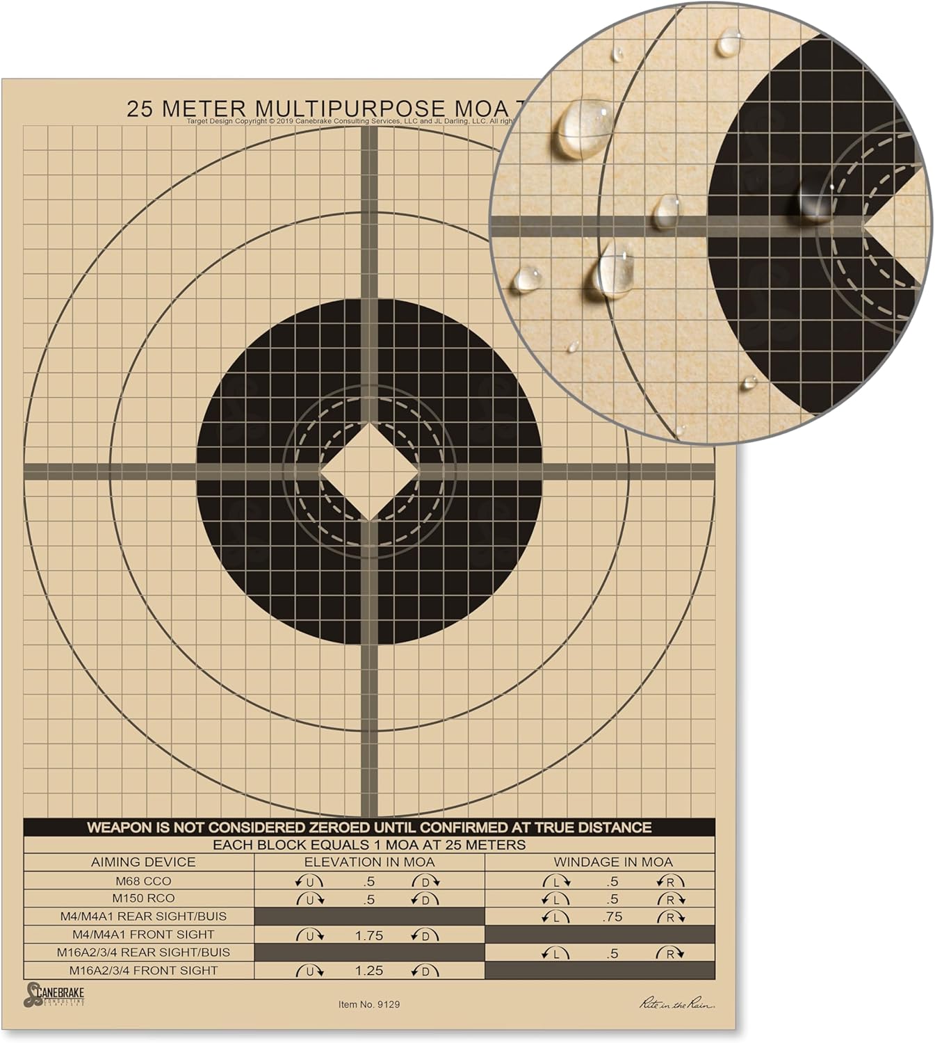 Rite in the Rain Weatherproof Diamond Pattern MOA Precision Distance Shooting Targets, 11" x 17", 25 Sheet Pack (No. TGMOALR-D)