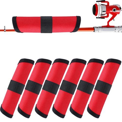 Tioncy 6 Pack Fishing Lure Covers 6 Inch Bait Gloves Lure Shield Wrap Fishing Hook Cover Easily See Bait Storage Protector Guard to Keep Fishermen Safe for Rod(Red)