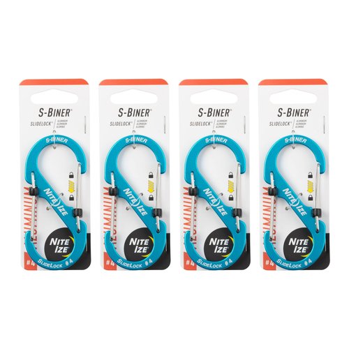Nite Ize S-Biner SlideLock Aluminum - Size 4 - Blue - 4 Count (4 Pack)