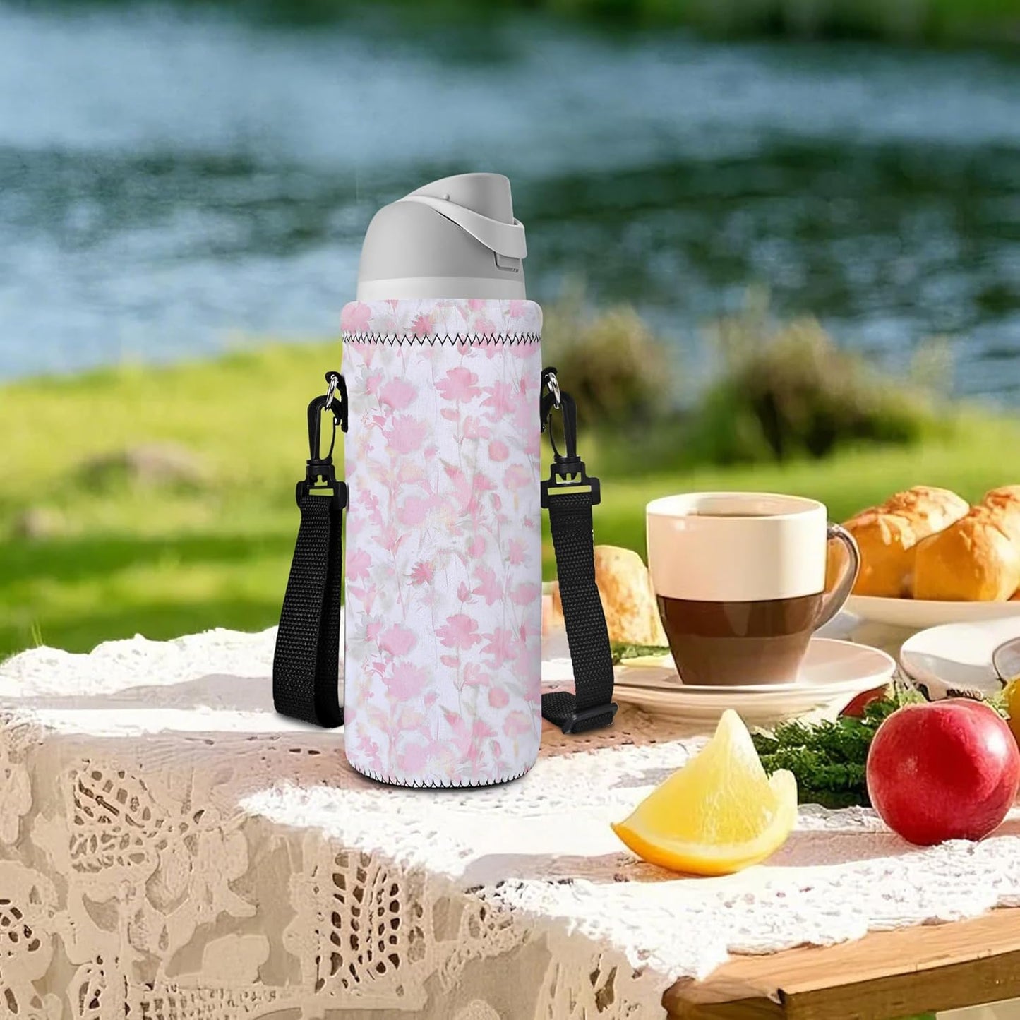 Insulated Neoprene Water Bottle Carrier | 24oz/32oz Sling Holder for Walking