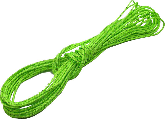 Ultra Light - 2mm Dyneema Tent Guy Guide Reflective Green Rope - 200kg Breaking Strain - Suitable for sailing, dinghy, yachting, cruising - 20 Meter