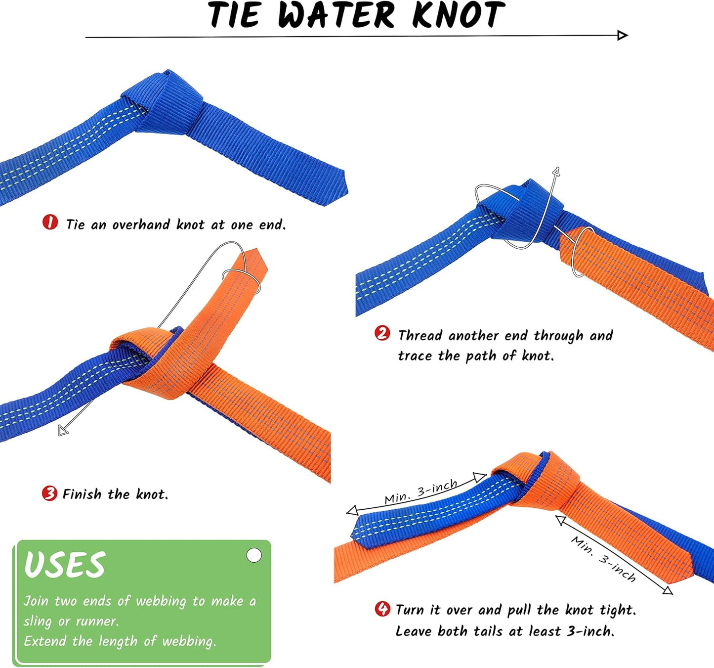 GM CLIMBING 1 inch Nylon Tubular Webbing Tape CE UIAA Certified 4000lb Heavy Duty for Climbing Rescue Rope Works Survival Outdoor General Purposes
