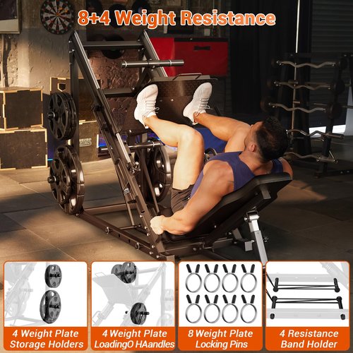 Leg Press Machines for Home Gym, 45 Degree Leg Press Machine with Linear Bearing, 2000 LBS Leg Workout Equipment with Weight Storage Posts, Professional Leg Machine for Lower Body Strength Training