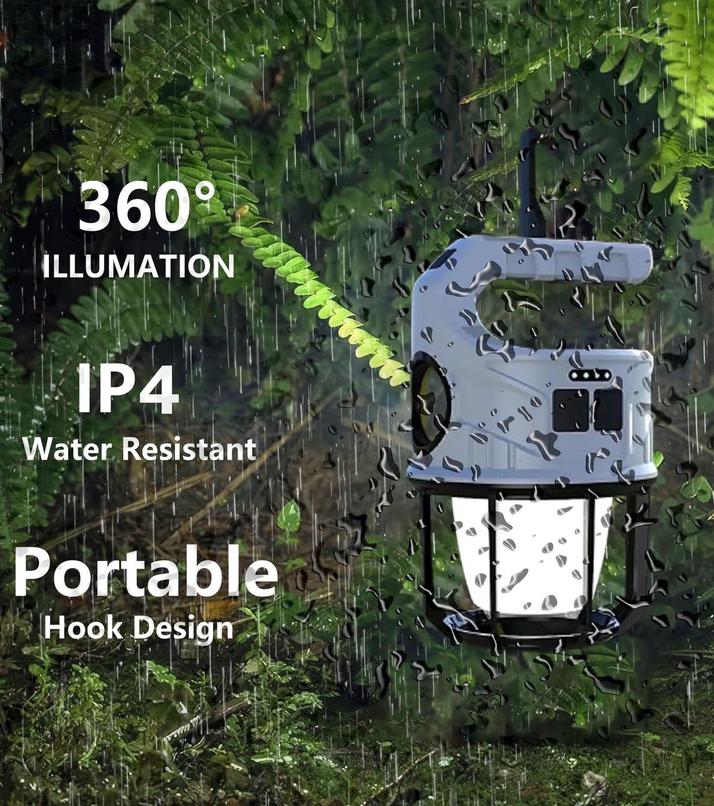 500LM Solar Camping Lantern, Rechargeable LED Light, 7 Modes, Waterproof for Emergency & Outdoor