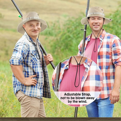 Xtinmee 20 Pcs Boonie Hat Bulk Wide Brim Bucket Hat Safari Hats Outdoor Sun Hats for Hiking Camping with Adjustable Strap(Khaki)