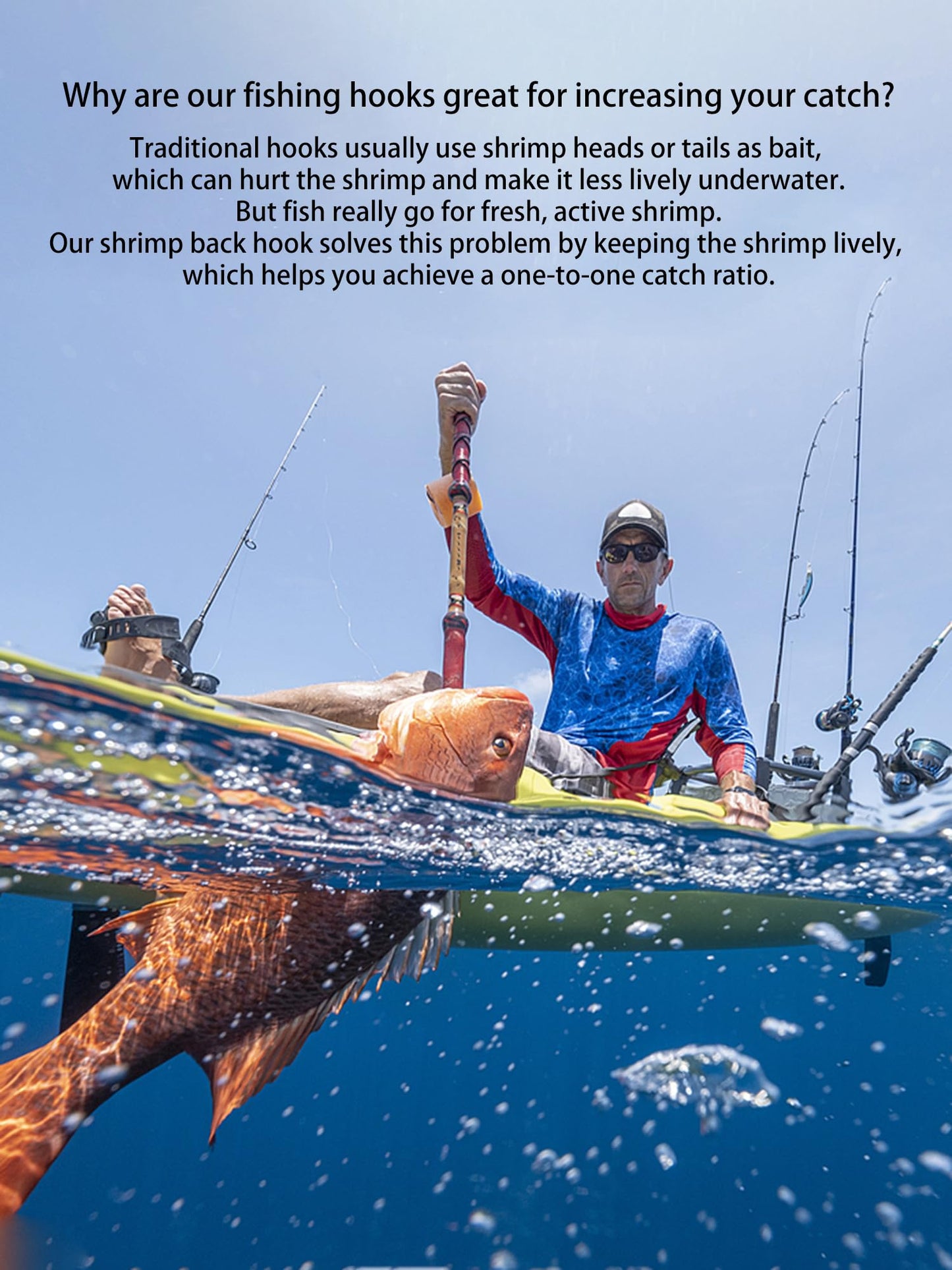 Fishing Hooks Set with Rubber Bands, 15/30 PCS Carbon Steel Barbed Hooks, 2 Sizes, for Catfish and Bass