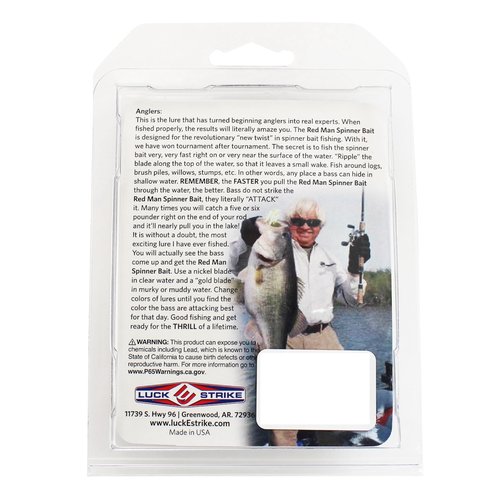 Luck E Strike Redman Spinner Bait by Jimmy Houston, 3/8 Ounce Colorado Spinnerbait, Made in The USA, White