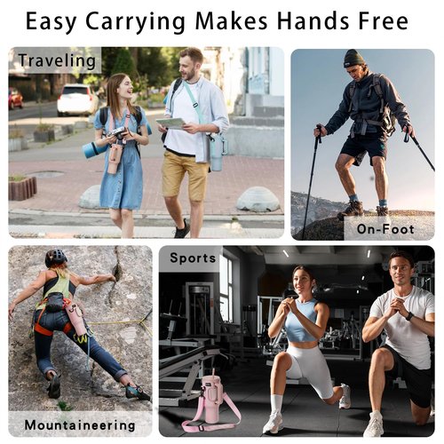 SHHVRE-Y Water Bottle Carrier Bag Compatible for Simple Modern 40oz Tumbler with Handle, Travel Water Bottle sling with Adjustable Shoulder Strap for Camping(Almond Birch)