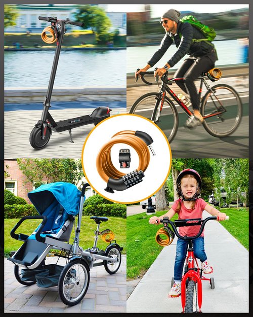 Everyfun Bike Lock Cable with Combination,High Security 5-Digit Resettable Combination Bicycle Lock Anti-Theft, Scooter Lock with Mounting Bracket for Bikes and Scooters(Yellow)