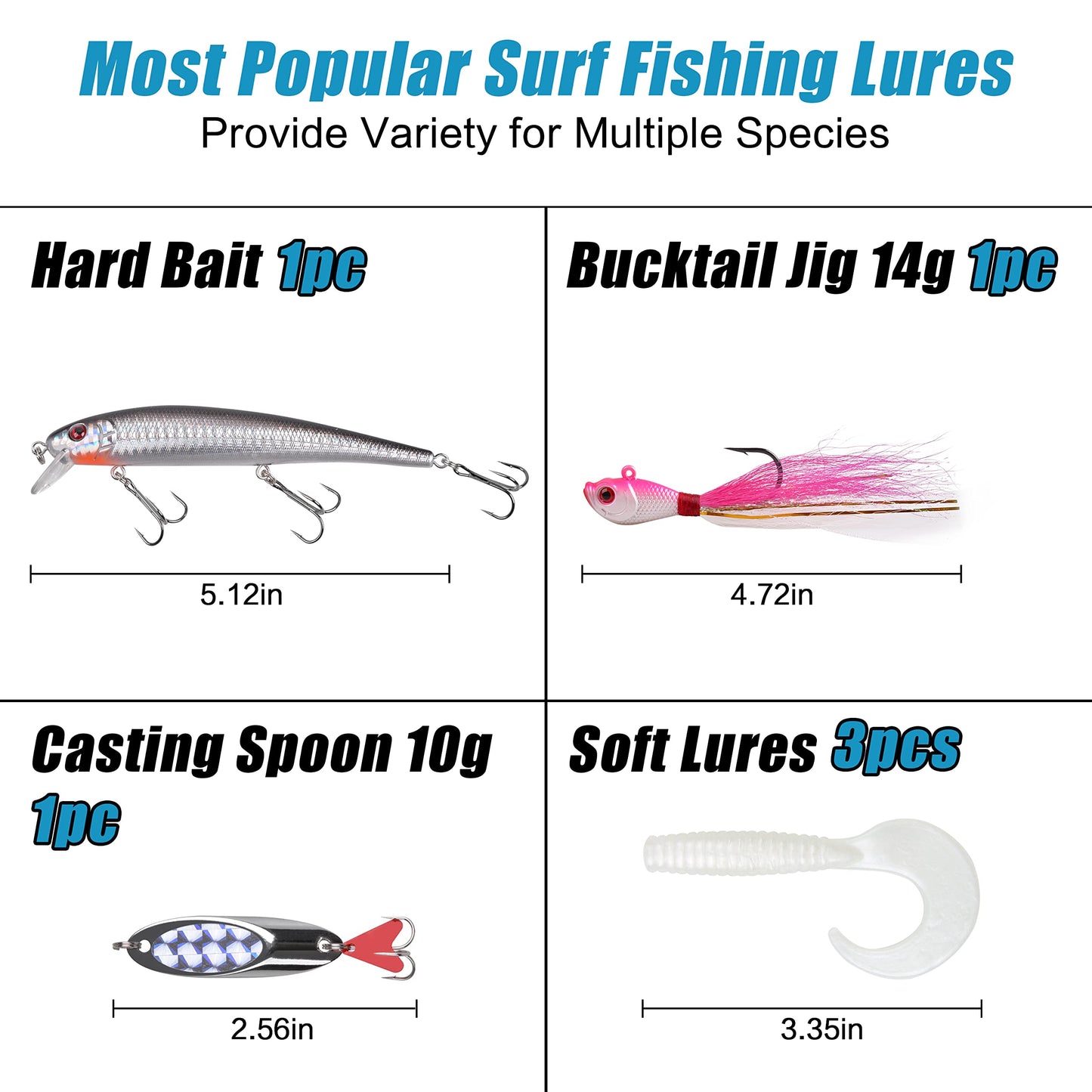 AGOOL Surf Fishing Tackle Kit, 173pcs Ocean Saltwater Fishing Lures Fish Finder Rigs Pompano Rigs Pyramid Sinker Weight Bucktail Jigs Fishing Hooks Swivels