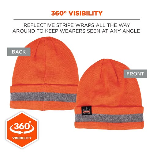 Ergodyne Standard Reflective Winter Hat, Orange