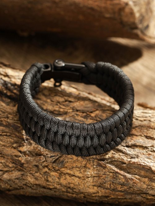 HAQUIL Men's Adjustable Paracord Survival Bracelets with Metal Clasp, Durable Tactical Rope Wristband
