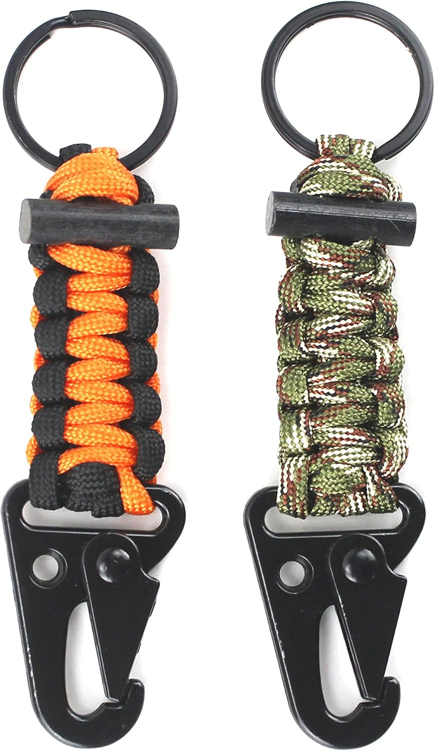 Paracord Keychain Carabiner 2PCS Pack Survival Paracord Lanyard with Fire Starter