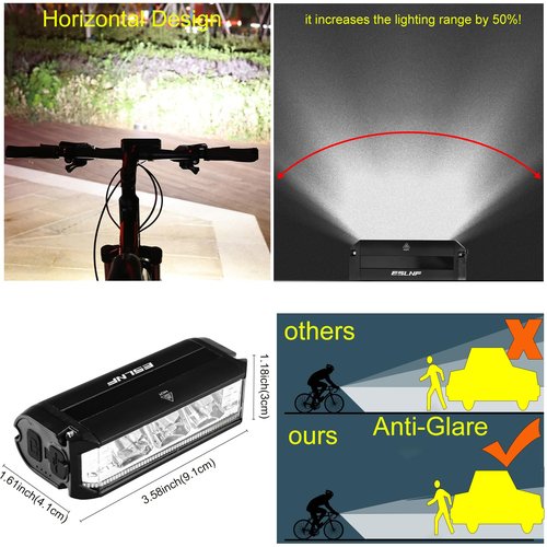 Bike Light Set for Night Riding,Bright LED Bicycle Light High Beam Low Beam,USB Rechargeable Bicycle Headlight Set,Waterproof Bike Headlight and Taillight for Adult Kid Mountain