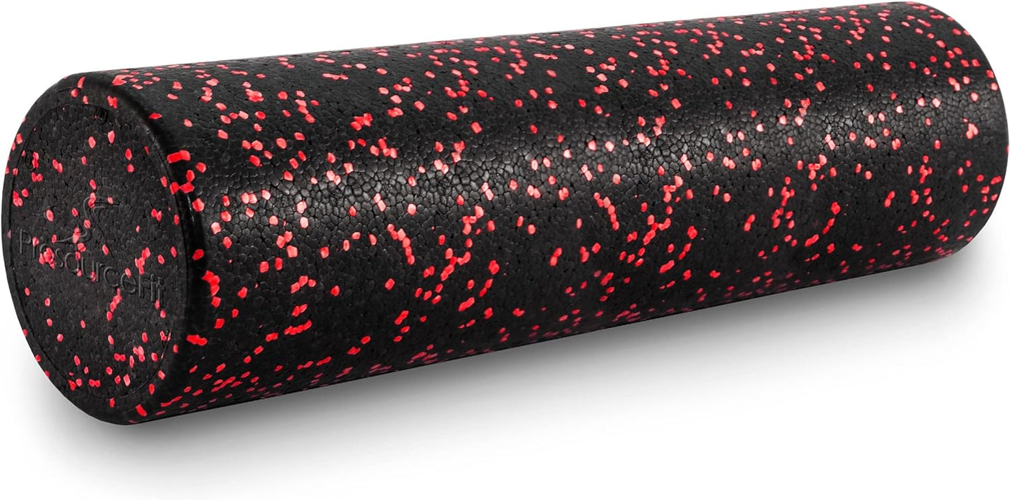 ProsourceFit High Density Foam Rollers 12 - inches Long, Firm Full Body Athletic Massage Tool for Back Stretching, Yoga, Pilates, Post Workout Muscle Recuperation, Black/Green