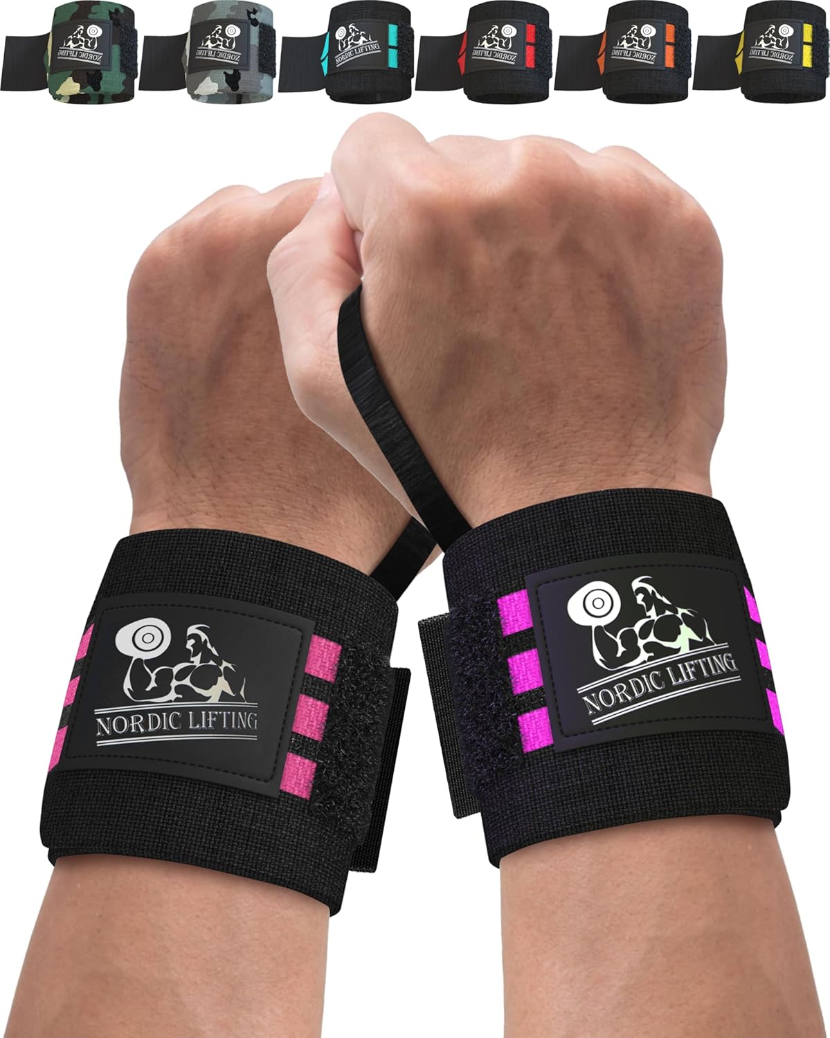 Nordic Lifting Wrist Wraps (2 Pairs) – Wrist Straps suitable for Weightlifting, Powerlifting, CrossFit – For Men & Women – Gym Support Gear