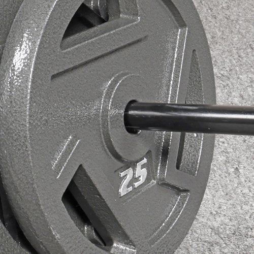 Signature Fitness Standard 1-Inch Cast Iron Plate Weight Plate for Strength Training and Weightlifting, Style #3, 25-Pound, Pack of 2