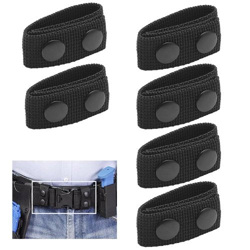 Yenblow 6 Pack Security Duty Belt Keepers, 2 1/4" Wide Nylon Guard Belt Clips Holder with Double Snaps for Retainer Police Equipment Tactical Law Enforcement Gear Accessories (Black)