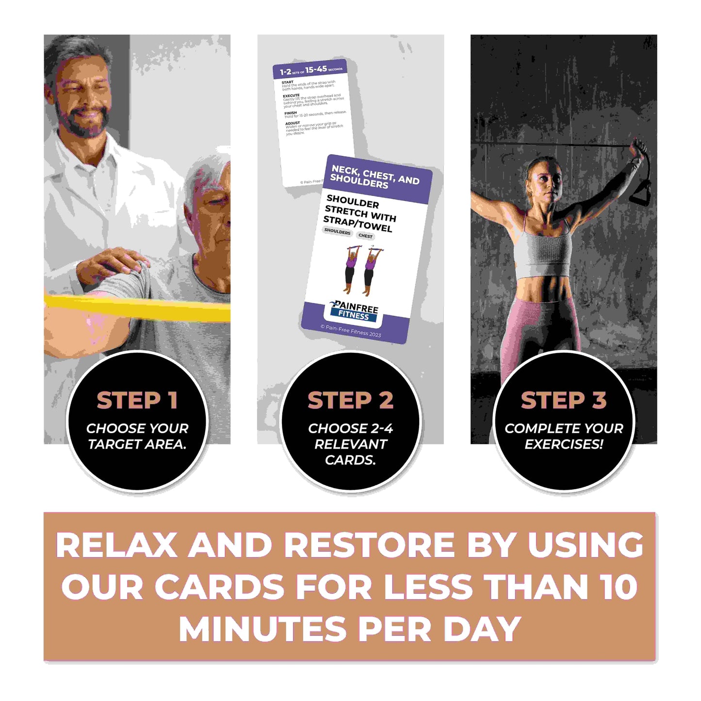(30+ Cards) Gentle Stretch and Relaxation Flashcards, 3x5 in Tear-Proof, Bend-Proof flashcards I Perfect for Pain Relief, Yoga I Video QR Codes on Each Exercise Card