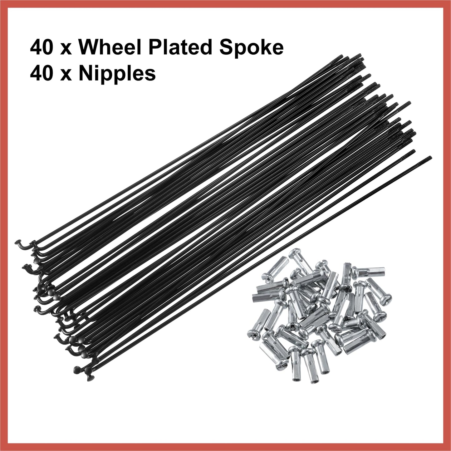 ACROPIX 40 Pcs Bicycle Steel Spokes 14G Bike Spoke 200mm Length with Nipples for Most Bicycle Car Parts