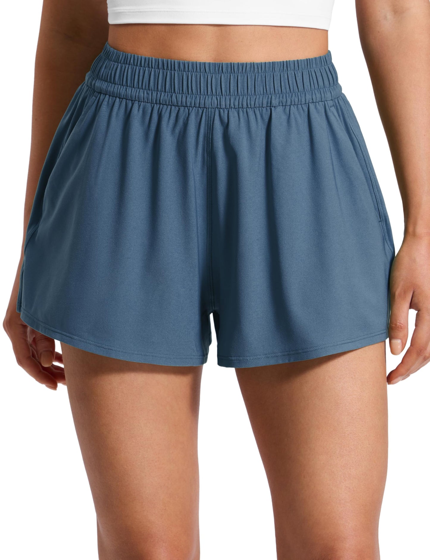 CRZ YOGA Drapey Flowy Athletic Shorts for Women 2.5" - Relaxed Fit High Waisted Tennis Workout Running Stelindigo Medium