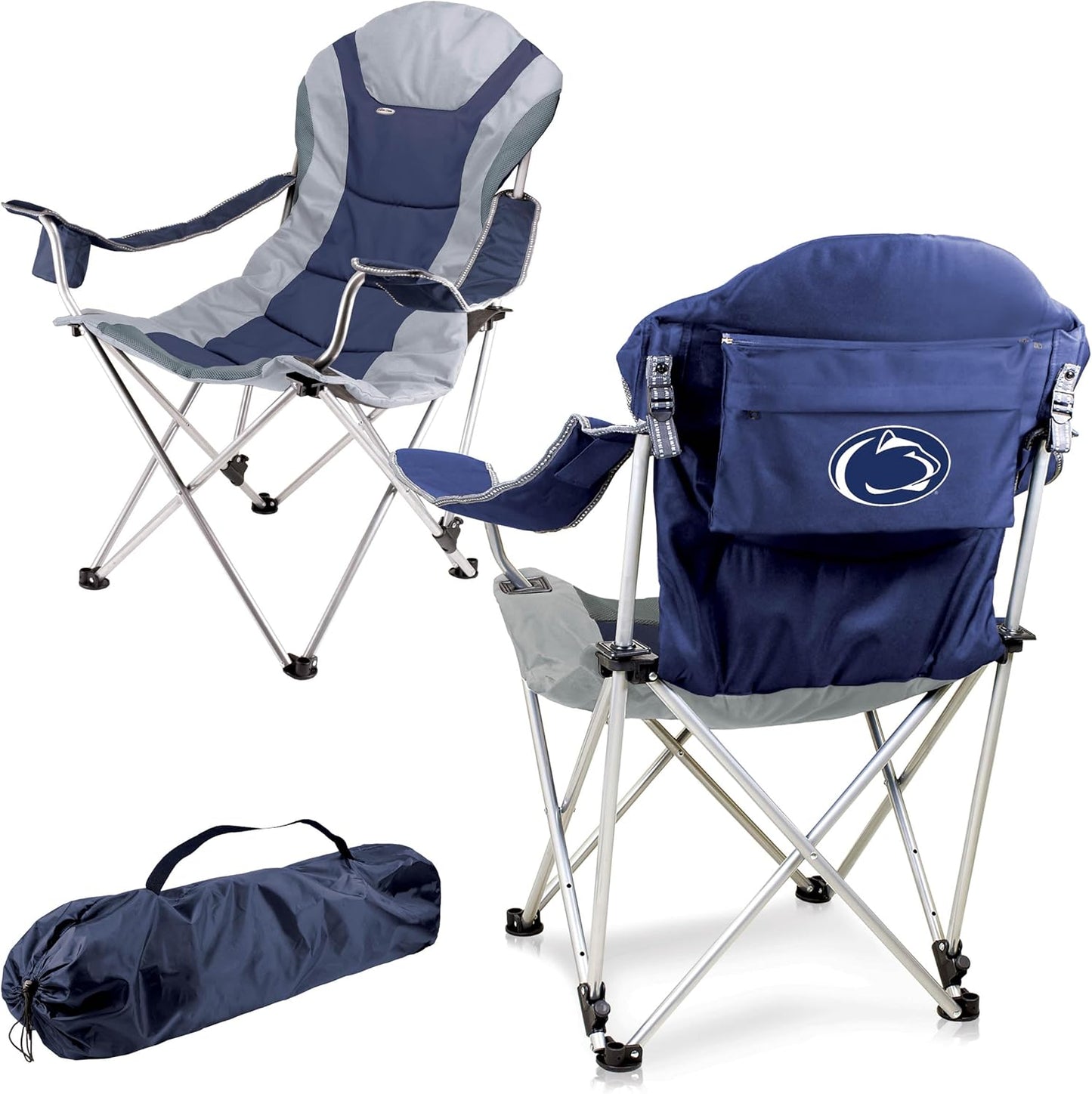 PICNIC TIME NCAA Arkansas Razorbacks Reclining Camp Chair - Beach Chair for Adults - Sports Chair with Carry Bag