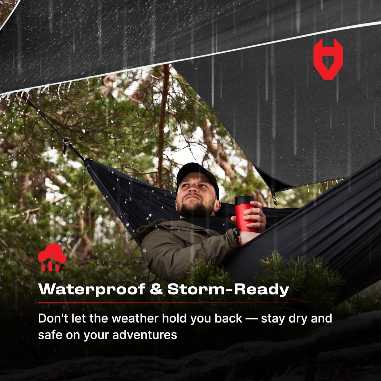 Rain Fly12x10 Lightweight Survival Camping Tarp; 100% Waterproof; Makes a Great Backpacking Tarp or Hammock Shelter; Comes in Multiple Colors, Survival Bracelet Included; Grey