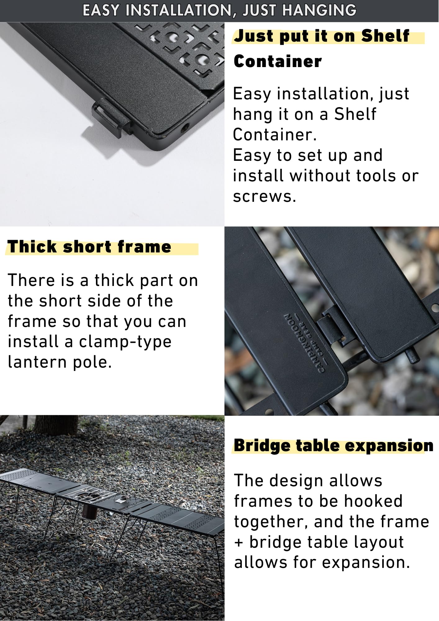 camping moon IGT Top Grill Frame Black CK-3650
