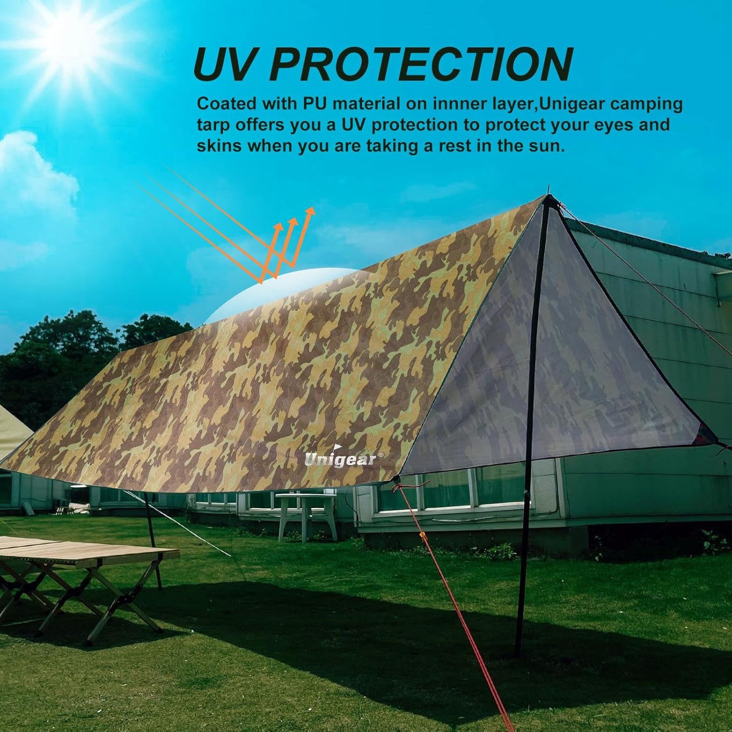 Unigear Hammock Rain Fly, 16.4/14.4/13/10ft Camping Tarp, UV Protection & Waterproof & Lightweight for Camping, Backpacking and Outdoor Adventure (Brown,10 * 10ft)