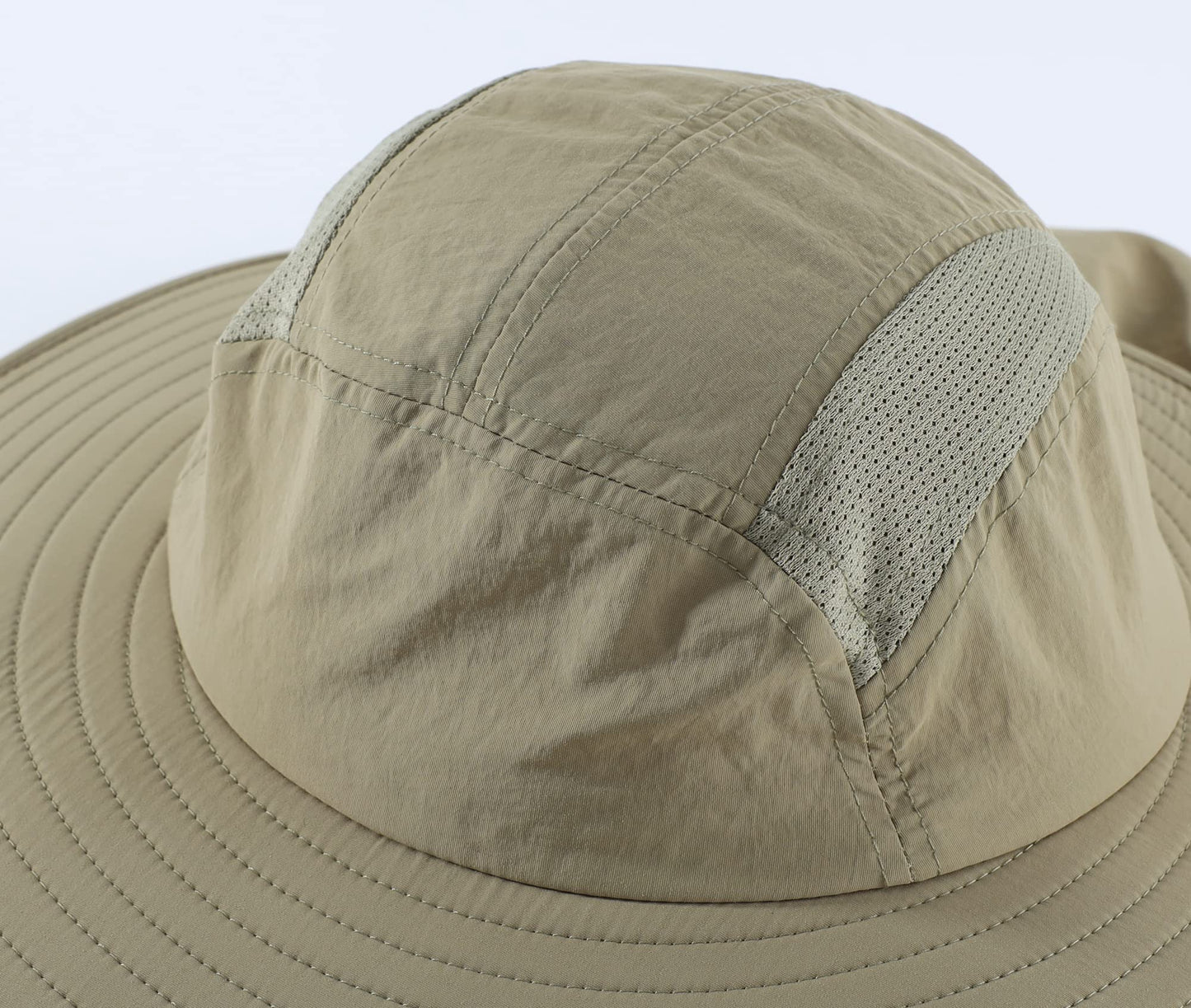 Home Prefer Mens UPF 50+ Sun Protection Cap Wide Brim Fishing Hat with Neck Flap (Light Vert Khaki)