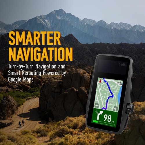 COROS DURA Solar GPS Bike Computer, 120-Hour GPS Battery Life, Solar Charging, 2.7" MIP Color Touchscreen, Fast Data Sync, Turn-by-Turn Navigation, Dual-Freq GPS, Strava, Ride with GPS, Komoot Routes