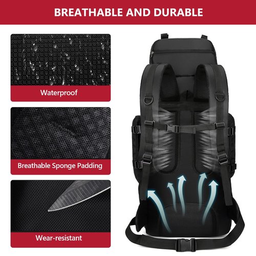 Hiking Backpack with Rain Cover, 90L Camping Backpack, Lightweight Travel Daypack for Hiking Climbing Camping Touring