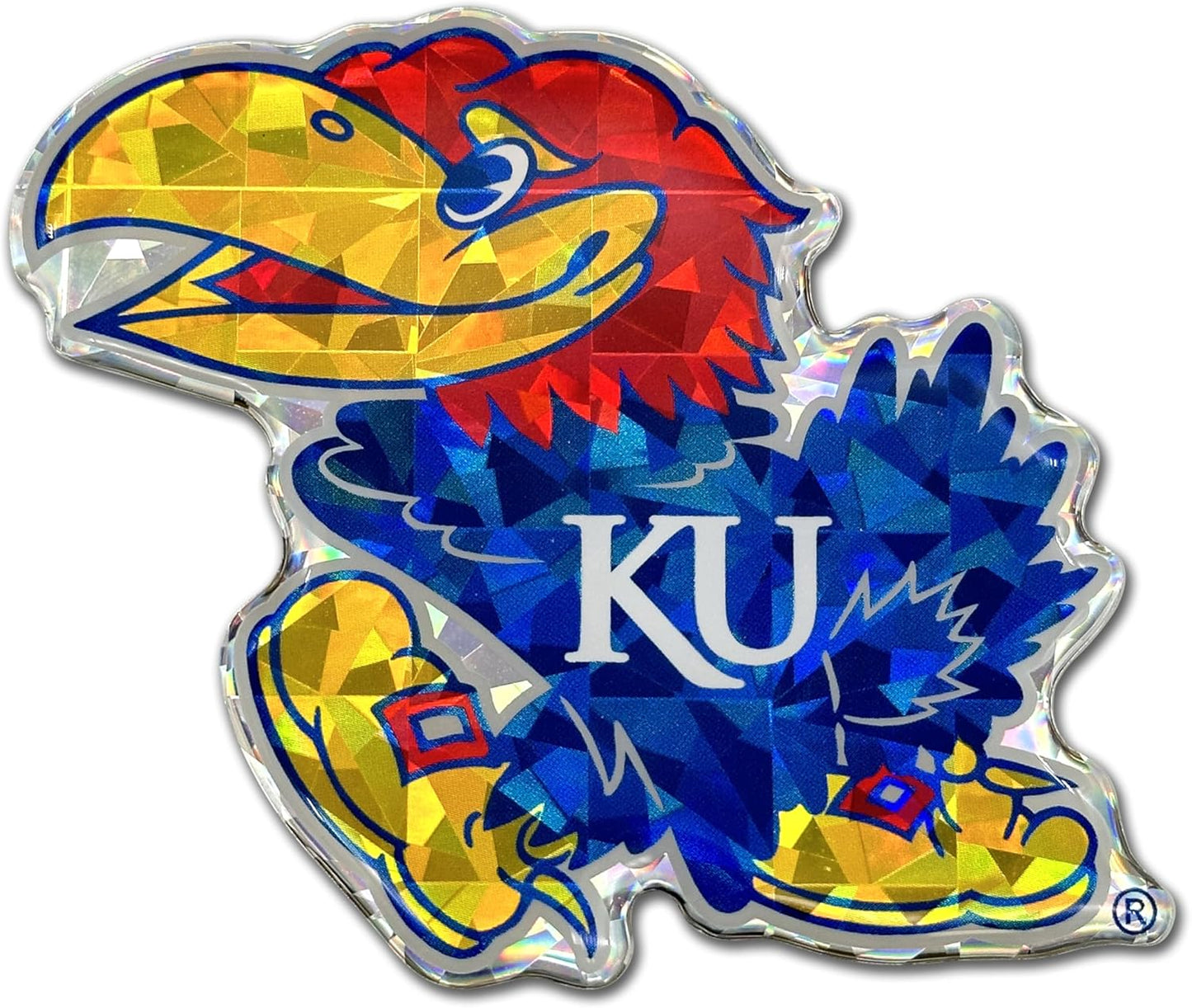 Elektroplate Officially Licensed Kansas Jayhawks Crimson & Blue Reflective Decal | Premium 3D All Weather Sticker for Car, Water Bottle, Laptop, Window, Cooler, Toolbox, Phone | Made in The USA