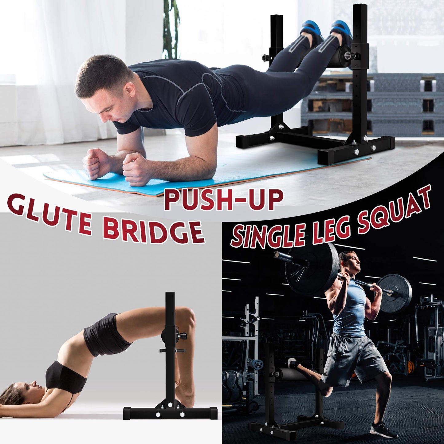 Fitvids Bulgarian Split Squat Roller, One Leg Squat Machine, Lower Body Strength Trainer, Black