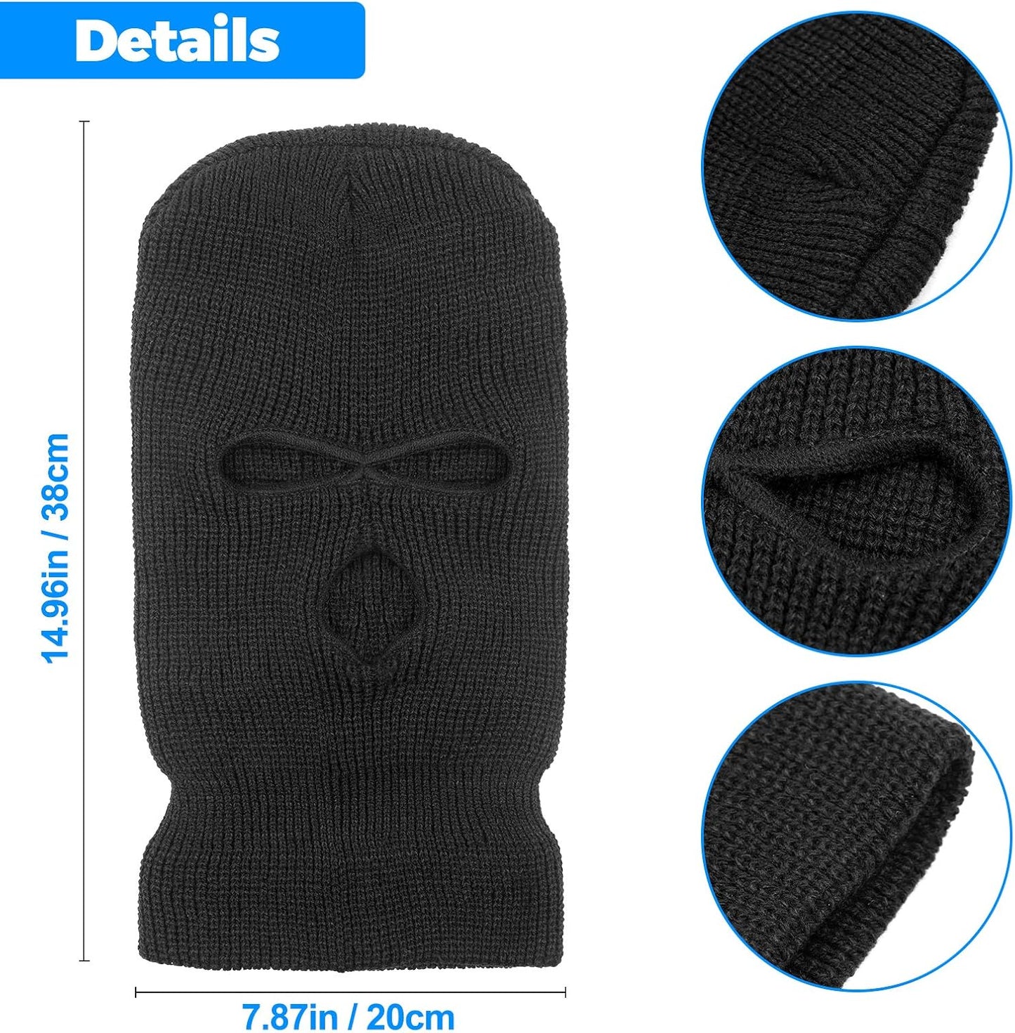 3-Hole Full Face Mask | Knitted Winter Balaclava Cap for Outdoor Sports
