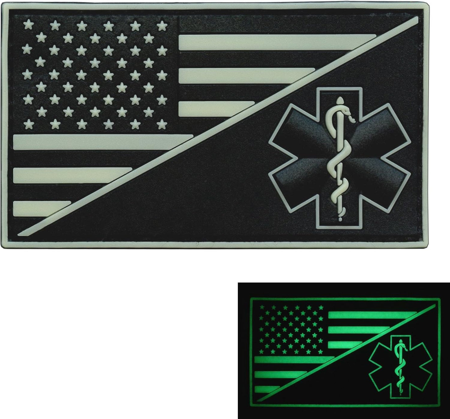 American Flag Medic Patch PVC EMS Patch Compatible with Velcro EMS Patches for Backpacks Medical Patch Paramedic Patch Tactical Medic Patch EMT Patch Medical Cross Patch (Blackout Subdued)
