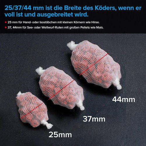 Realure 3 Pcs 5M Fishing PVA Mesh Refill 25/37/44mm Wide PVA Mesh Carp Fishing Accessories with Scissors, Fast Melt Water Soluble PVA Mesh Bag Fishing for Boilie, Bait, Precise Feeding (37mm)
